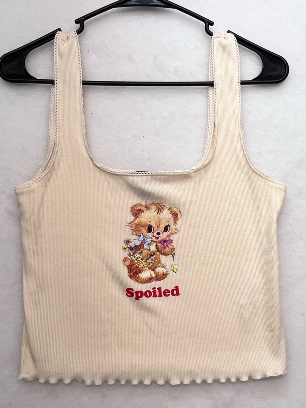 Forever 21 Cropped Spoiled Kitten Graphic Tank Top